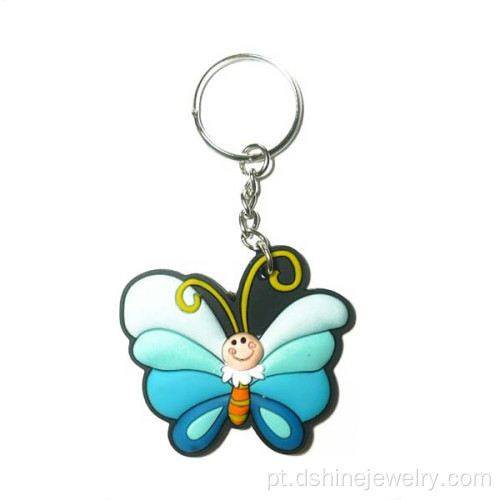 Silicone capa chave alta qualidade borboleta PVC Keychain macio